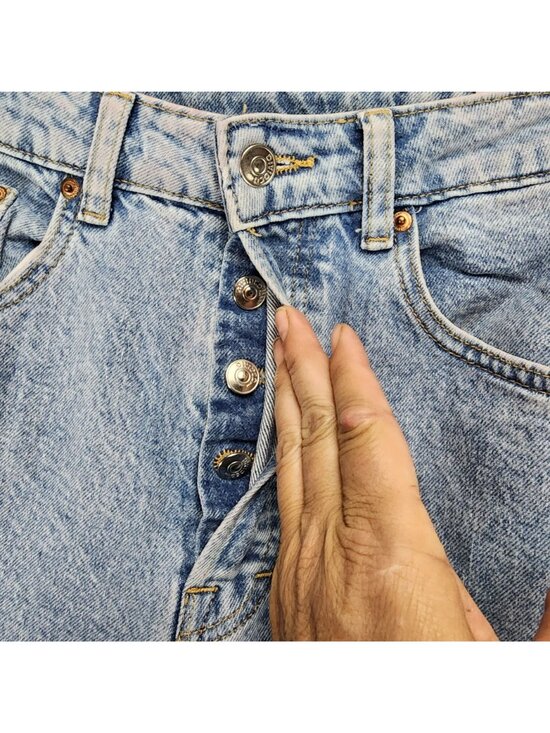 H&M Jeans Womens 8 Divided Blue Stretch Denim Button Fly Straight - Picture 2 of 13